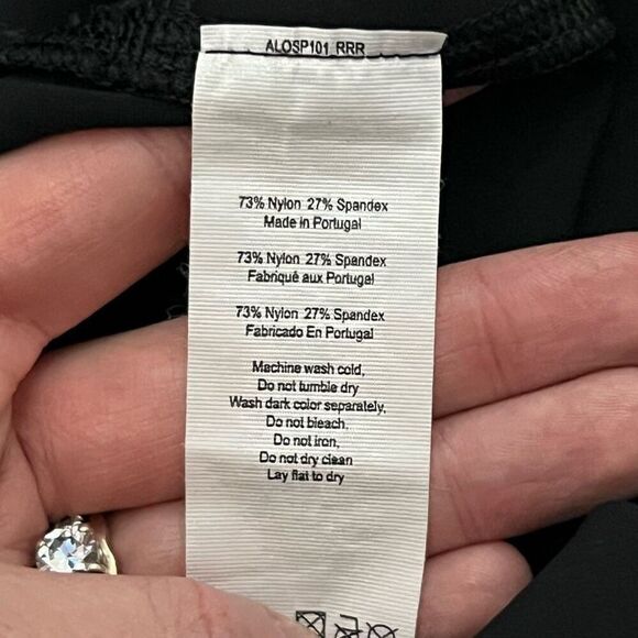 ALO Yoga High Waisted Ripped Warrior Black Leggings - Picture 6 of 7